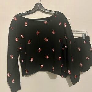Rolling Stones Musidor Bravado Merchandising Crop Top Lounge Shorts Set L Large